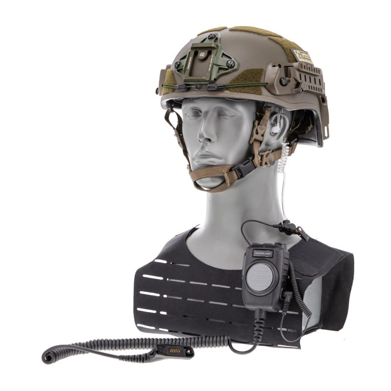 COM Tactical Speaker Microphone TSM II Delta Heltmet Ear Piece With Mannequin 1024x1024 22a0016